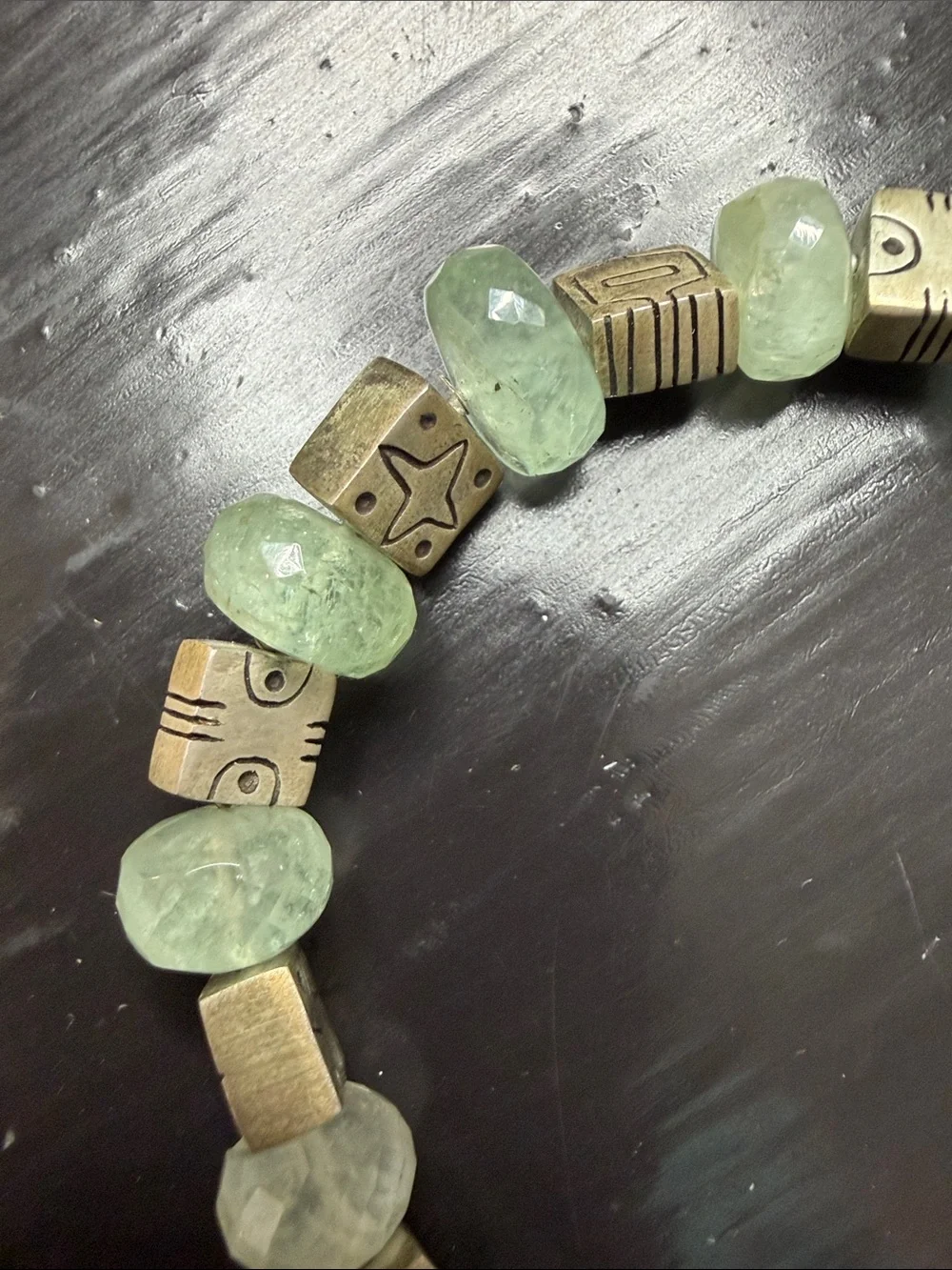 Lisa Jenks - 925 sterling and green gemstone bracelet 8”